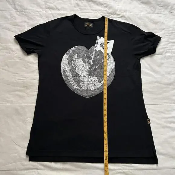 Vivienne Westwood Anglomania Black heart globe print t-shirt Size Large - Picture 8 of 8